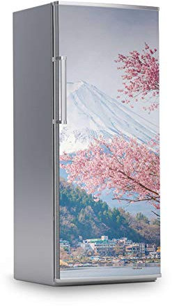 creatisto Kühlschrankaufkleber - Mount Fuji, Weiß, Orientalisch, Vinyl Lösemittelfrei, Kühlschrank, Dekoration für Kühlschranktür