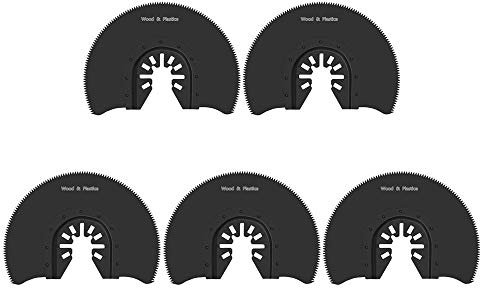 Set of 5 Semicircular Saw Blade 3-1/2'' Oscillating Saw Blades Universal Quick Release Multi Tools Hybrid Vibrating Blade Kit for Cutting Wood Plastic Metal