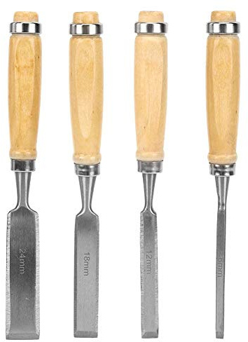 4 Stück 6/12/18/24mm Holzbearbeitung Schnitzmesser Meißel Holzgriff Gravur Werkzeugset
