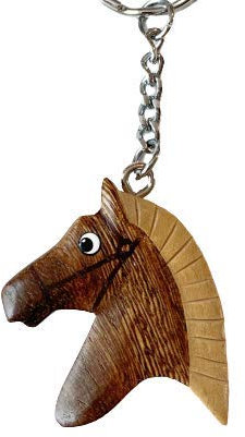 JA Horse - Holz Schlüsselanhänger Pferd Pferdchen Pony Reiten Tier handgemacht (Kleiner brauner Pferdekopf)