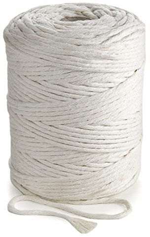 MB Cordas Corde Macramé 5mm * 200m Cordon en Coton Naturel - Simple Brin Torsadé Ficelle de Macramé, Crochet, Tricot - Sac à Main, Panier, Attrapes-rêves - Blanc Écru Ivoire