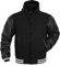 Herren-Varsity-Jacke, Echtlederärmel und Wollmischung, Letterman, Jungen, College-Jacke, Größe XS-5XL, Schwarz + Schwarz (weiße Linie), XL