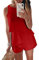 Maavoki Jumpsuit Damen Elegant Sommer Ärmellos Overall mit Rüschen Frauen Oberteile Top und Kurze Hose Rot S
