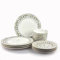 Conjunto vajillas porcelana 12 piezas moderna colores (4 personas) (VERDE FLORES)