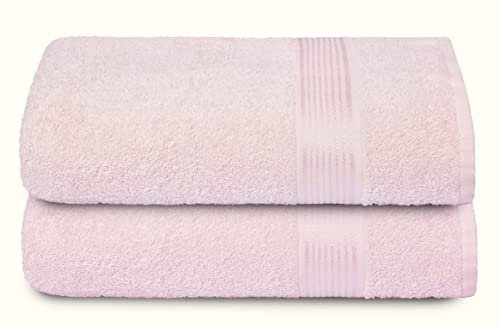 GLAMBURG Lot de 2 Serviettes de Bain surdimensionnées en Coton 70 x 140 cm, Grandes Serviettes de Bain, Ultra absorbantes, compactes à séchage Rapide et léger, Rose
