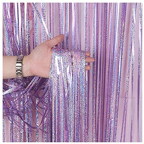 FuninCrea 2 Stück Folie Vorhänge 3.3ft x 6.6ft Party Deko Glitzer Vorhang Hintergrund Geeignet Glitzer Vorhang Deko für Party Deko (Hellrosa)