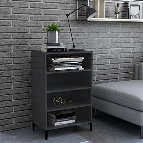 Catherinol Sideboard, Aufbewahrungsschrank, Dielenschrank, Flurschrank, Beistellschrank, Schrank, Anrichte, Hochglanz-Grau 57x35x90 cm Spanplatte