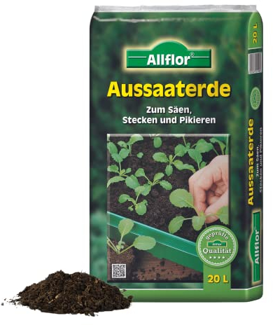 Allflor 1 x 20 Liter Aussaaterde im Beutel I Anzuchterde ideal zum säen, anstecken, pikieren I Feinstrukturierte Erdenmischung mit geringer Aufdüngung und abgestimmtem pH-Wert
