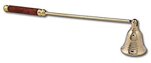 Exklusiver Global Kerzenlöscher aus Messing, mit Holzgriff, 28 cm lang, mit aufklappbarem Löschglocke