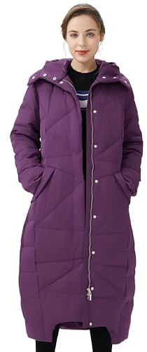OROLAY Piumino Lungo da Donna con Cappuccio e Piumino Invernale Viola XL