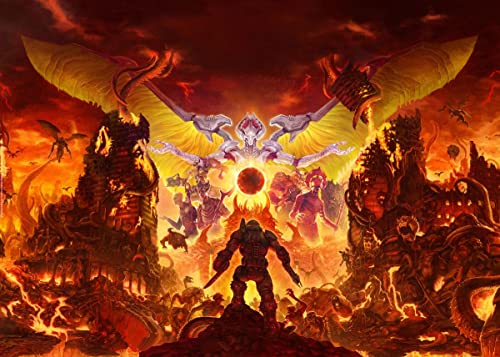 Displate Offiziell DOOM MetallPoster Magnetische Befestigung Inklusive Lizenziert Bilder Hochwertiges Poster Khan Maykr Horizontal 67.5 cm x 48 cm