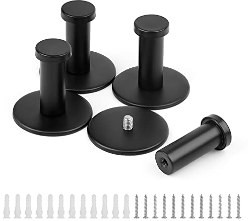 WJUAN 4 Pièces Patère Noire, 50 mm en Acier Inoxydable Crochet Peignoir Mural, Crochet Mural Noir pour Accrocher des Objets du Quotidien pour la Cuisine et la Chambre