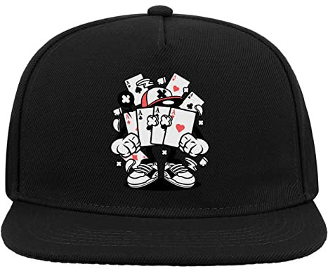 Playing Cards Poker Graphic Four of A Kind Ace 5-Panel-Baseballmütze mit flachem Visier und Snapback Schwarz