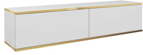 Meuble TV en or 135 cm suspendu, différentes couleurs, meubles de salon, style moderne (blanc)