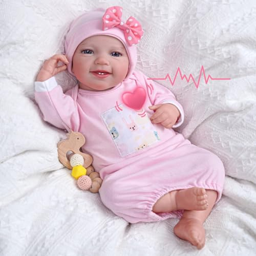 BABESIDE Reborn-Babypuppe Leen 20 Zoll Mit Herzklopfen Atmen Weinen Realistische Baby Puppen Interaktive Wiedergeborene Puppen Weicher Körper Lifelike Neugeborenes Babypuppe Mädchen Schönes Erwachen