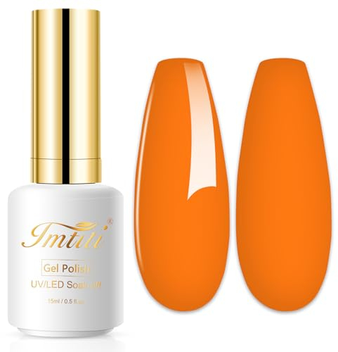 Imtiti Neon UV Nagellack, 15 ML Neon Orange Gel Lack Soak Off LED UV Lack für Frühling Sommer, DIY Nagel Kunst Starter Maniküre Salon Kit für Frauen Mädchen