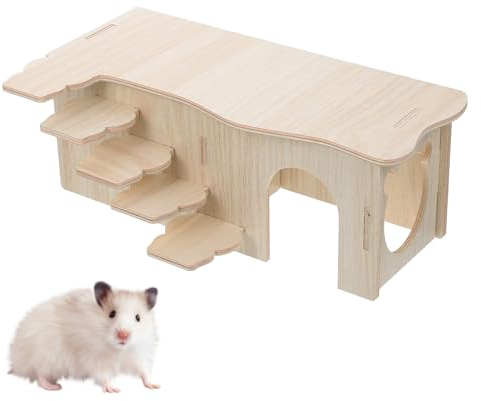 Tolenre Maison en Bois pour Hamster, Hamster Maison d'angle en Bois, Maison Hamster, Maison Cochon d'Inde, pour Petits Animaux de Compagnie, Hamster Nain, Degus, Souris à Barbelés (27 * 15 * 10.5cm)