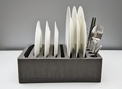 Freizeli Tellerhalter und Besteckhalter Anthrazit Platz für bis zu 8 Teller Camping,Wohnmobil,Wohnwagen, Boote Made in Germany