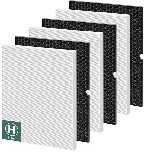 PETOX 116130 Replacement Filter H for Winix 5500-2 Air Purifier and Models AM80, 3 Set HEPA Filter and Activated Carbon Filter Combo Pack