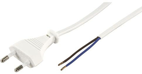 Netzkabel Stromkabel 1,5m, Weiß - Eurostecker Euro-Netzkabel Kleingerätekabel Haushaltsgeräte Lampenkabel - für Lampen, Leuchten - 2x 0,75mm²