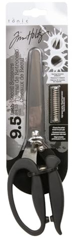 Tonic Studios Tim Holtz Rückstoßschere, titanbeschichtet, doppelt abgeschrägte Klingen, Schwarz (24,1 cm)