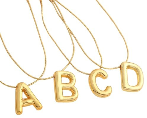 LODMLOER Chunky Bubble Initial Halsketten Für Frauen Az 26 Buchstaben Glänzende Ballon Buchstaben Halskette Stapelbare Hip Hop Initial Halskette Schmuck Für Frauen Mädchen,Z