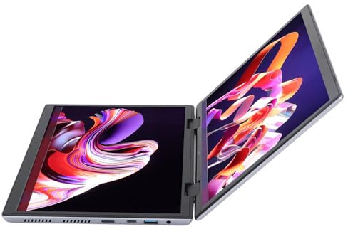 Jectse Handheld-Laptop, 4-Core-IPS-Touch-Laptop mit Zwei Bildschirmen für die Bearbeitung von Spielaufnahmen (32 GB + 1 TB EU-Stecker)