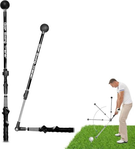 ohbien Golf Swing Trainer Aid Adjustable Angle, Removable Golf Grip Training Aid with Gear Scale Portable Golf Swing Practice Stick with Ergonomic Grip for Indoor/Outdoor Chipping Hitting Practice