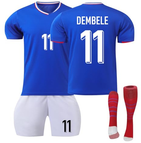 Frankreich 24 Fußball Trikot, Frankreich Hause/Auswärts Fußball Trikot für Kinder Erwachsener, Fussball Trikots Shorts und Socken Anzug Jungen Herren