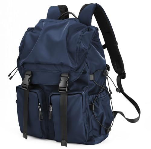 BJIAX Sac a Dos Vintage 15.6 Pouces Sac à Dos Ordinateur Portable Homme Femme 30L Résistant à l'eau Grande Capacité Sac a Dos PC Portable Sac à Dos de Voyage Affaires pour Loisir Collège, Bleu