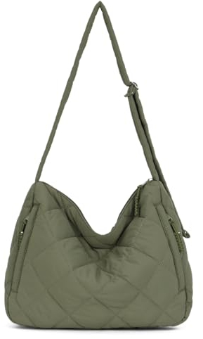 EVEOUT Puffer Umhängetaschen Damen Große Gesteppte Schultertaschen Leichte Puffy Tote Shopper Gesteppte Umhängetaschen Tragetasche Arbeitstasche