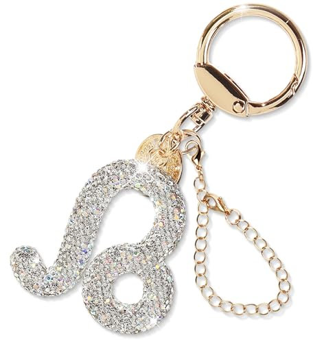ZVRSUA Silber Strasssteine Glitzer Schlüsselanhänger Sternzeichen Damen Schlüsselanhänger Auto Taschenanhänger Damen Personalisiert Geschenke für Frauen (SIiber Löwe)