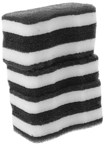 JEWEDECO Household Dish Sponge and Kitchen Scrub Sponge 3-layer Non-stick Foam Material High Absorbent Reusable Cleaning Accessories for Daily Use Woks and Dishes 5pcs Set Black