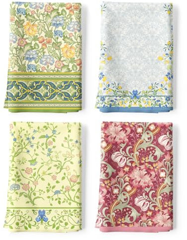 Arquiel 4er Set Geschirrtücher Weinlese Blume Küchentücher Blätter Dekorative 100% Baumwolle, 48 x 70 cm, Trockentücher Saugstarke Geschenk, Küche Dekoration