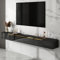 Ahtadums Massivholz TV Lowboard Hängend schwarz, TV Schrank hängend mit 2 Schubladen TV Board hängend Hängeschrank Wandregal komplett montiert (Black, 180cm)