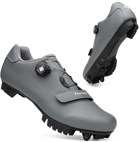 Feyenold Fahrradschuhe Herren Mountainbike Schuhe Damen MTB Radsport Schuhe Kompatibel mit SPD Cleats Grey 47 EU