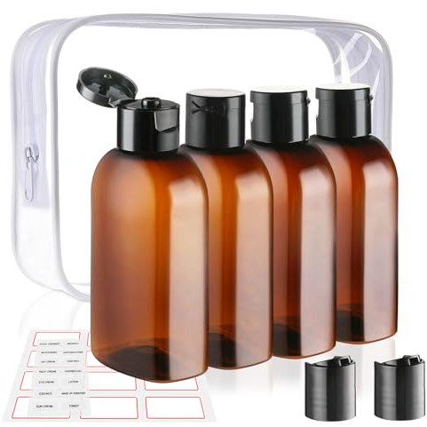 Decorniqu Travel Bottles for Toiletries 4pcs 100ml TSA Approved Travel Size Containers Travel Essentials Leakproof Travel Shampoo and Conditioner Bottles Empty Plastic Squeeze Bottles with Flip Cap