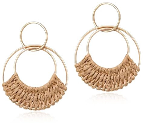 Rattan Ohrringe,Boho Schmuck Damen Ohrringe Boho Style für Damen Geschenk Frauen und Mädchen