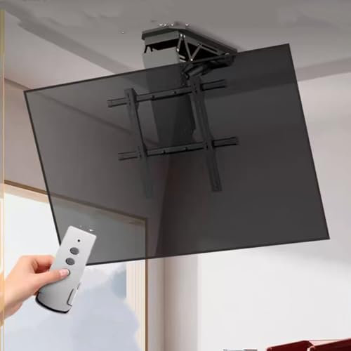 SnamicE Decken-TV-Halterung - Motorisierte TV-Halterung für 50-90 Zoll Fernseher, Motorisierte TV-Halterung mit Fernbedienung und Schaltersteuerung, Elektrische TV-Deckenhalterung, Motor,