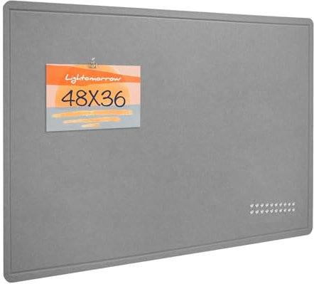 Große Pinnwand - 90 x 118 Zentimeter, dekorative Filz-Pinnwand für die Wand - faltbares Fotodisplay mit selbstklebendem Klebeband, inklusive 20 Pinnadeln - Grau