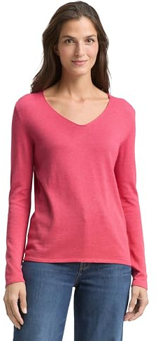 Tom Tailor Damen 1012976 Basic Strickpullover mit V-Ausschnitt (1er Pack)
