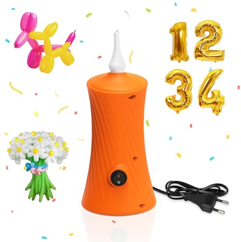 PlusFive Inflador Globos Eléctrico Portátil, Mini Bomba de Globos Eléctrica para Globos Largos 260Q/Latex/Foil, Hinchador Electrico para Globos de Cumpleaños Boda Navidad y Decoraciones de Fiesta