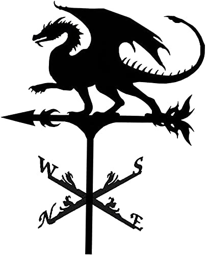 Wetterfahne Garten,Eisen,Wetterfahne Drache zur Dachmontage,Windrichtungsanzeige für Dachgarten, Außenbereich, Bauernhaus Dekoration(A)
