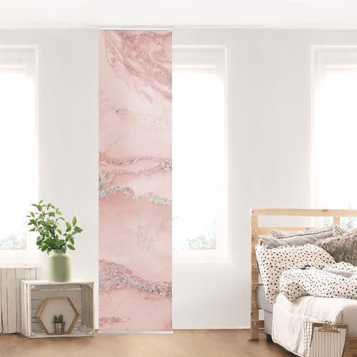 micasia Schiebegardine halbtransparent 60er Paneel Klett Steinoptik Textil lichtdurchlässig - Motiv Abstrakt Flächenvorhang rosa Wohnzimmer Schlafzimmer 2325 (60x250 cm - 1 St.)