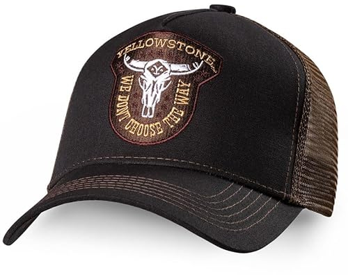 STARS & STRIPES Trucker Cap Schwarz-Braun im Yellowstone-Stil – Western Snapback Cap mit Mesh & Logo – Verstellbar, Einheitsgröße – Ranch Look für Cowboy-Fans & Festival-Outfits