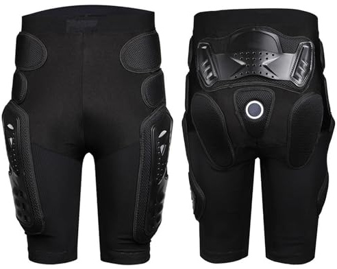 ARMAAN Motorrad-Schutzshorts für Jugendliche und Herren, Outdoor-Motocross-Anti-Drop-Hose, MTB, Downhill, Mountainbike, Motorrad, Hüftpolster, kurz für Elektro-Dirtbike, BMX, ATV, MTB MX,Black-XL