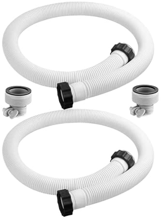 JIEBWCHA 2 tubi flessibili per piscina in PVC, 150 x 5,7 cm, con 2 adattatori per pompe filtranti, pompe a sabbia e per piscine
