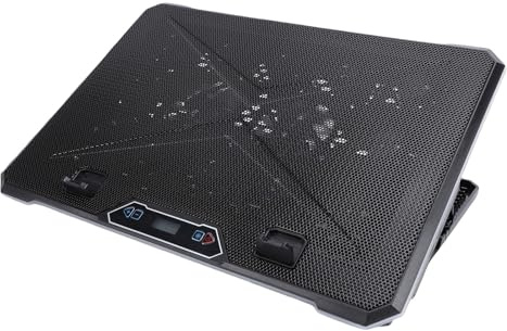 Asixxsix Laptop-Kühlpad, 8 Höhenverstellbar, Mehrfarbiges RGB, 10 Beleuchtungsmodi, Ergonomischer Gaming-Kühler mit 2 USB-Anschlüssen und Telefonständer für 12 Bis 19 Zoll Laptops (14 Fans)