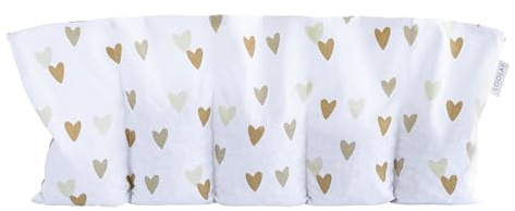 LOOLAY Kirschkernkissen Mikrowelle 50x20 cm – Wärmekissen Bio Baumwolle – Kirschkern Kissen mit 5 Kammern – Ideal bei Muskelverspannungen und Menstruationsbeschwerden (herz beige braun)