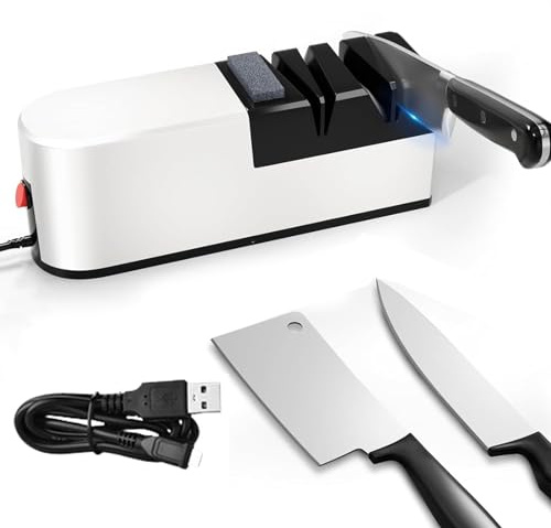 FunnAura Electric Knife Sharpener UK, 5 in 1 Knife Sharpener for Rough Sharpening, Repair and Sharpening of Knives